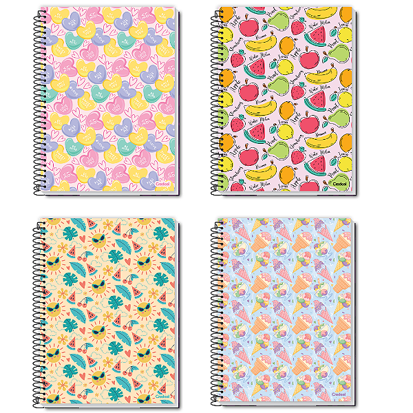 Caderno Universitário Capa Dura Espiral 12 Materias 168 Folhas D'Tales Credeal Capas Sortidas
