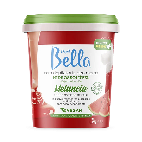 Cera Depilatória Hidrossolúvel Melancia Depil Bella 1.3KG