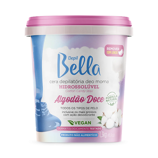 Cera Depilatória Hidrossolúvel Algodão Doce Depil Bella 1.3KG