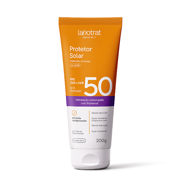 Protetor Solar Corporal & Facial Labotrat FPS 50 UVA+UVB Gel Creme Dermo Sun 200g Toque Seco
