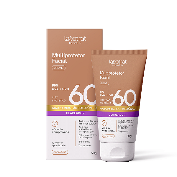 Multiprotetor Facial Labotrat FPS 60 UVA+UVB Creme Dermo Sun 50g Cor Média