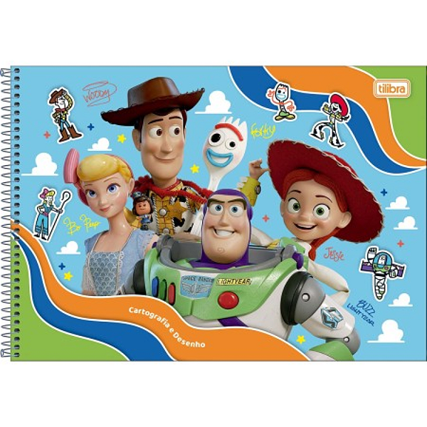 Caderno de Cartografia e Desenho Espiral Capa Dura Toy Story Tilibra 80 Folhas