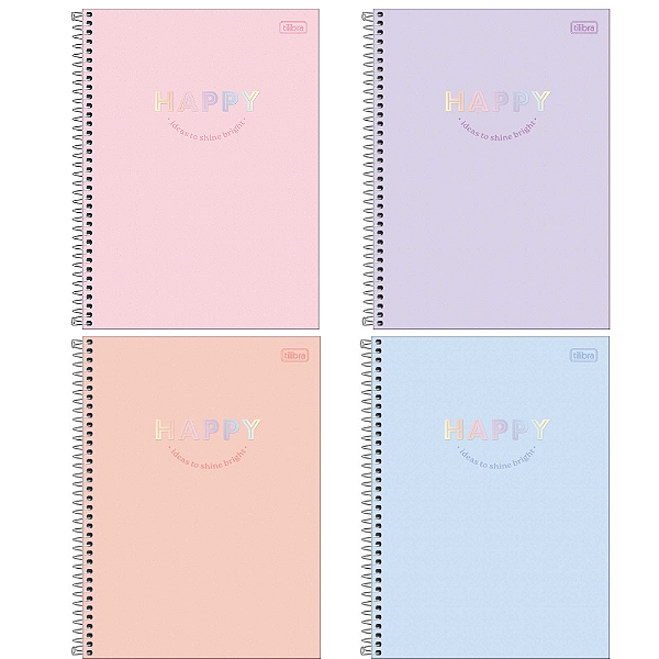 Caderno Espiral Capa Dura Universitário Connect 10 Matérias Happy 160 Folhas Tilibra Sortidos