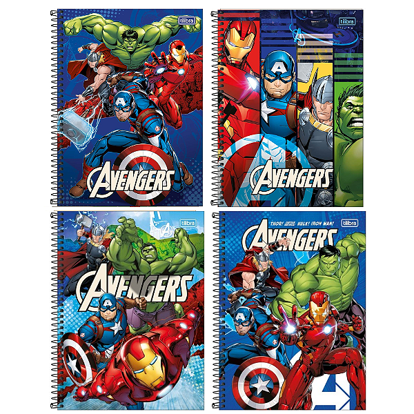 Caderno Capa Dura Universitário 10 Matérias Avengers Fit 160 Folhas Tilibra Sortidos