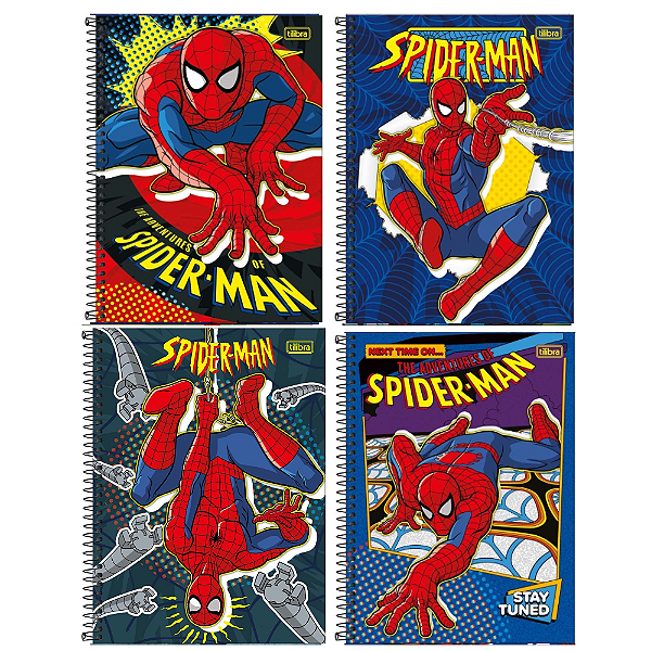 Caderno Capa Dura Universitário 10 Matérias Spider-Man Fit 160 Folhas Tilibra Sortidos