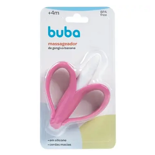 Massageador de Gengiva Infantil Banana Rosa Buba