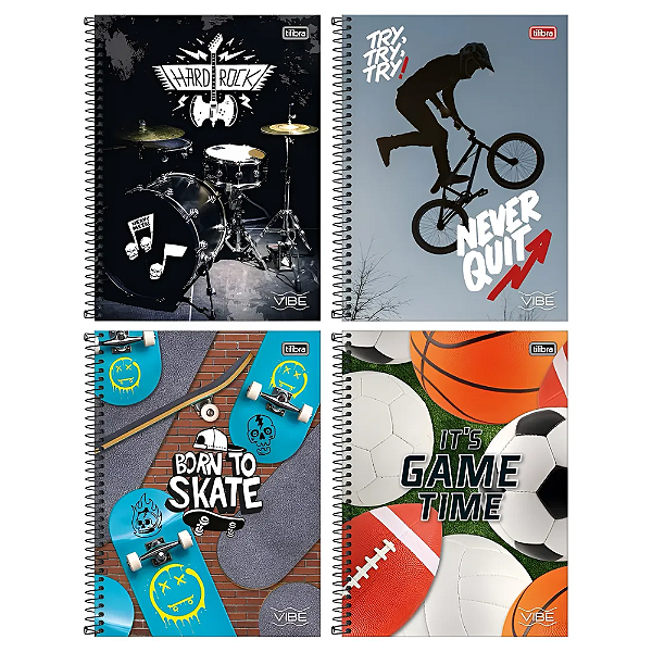 Caderno Espiral Capa Dura Universitário 1 Matéria Vibe Masculino 80 Folhas Tilibra Sortidos