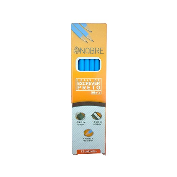 Caixa Lapis Preto Nobre 12 Unidades - Corpo Azul.