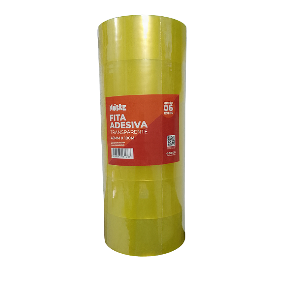 Fita Adesiva Transparente 45mm x 100m Nobre com 6 Rolos
