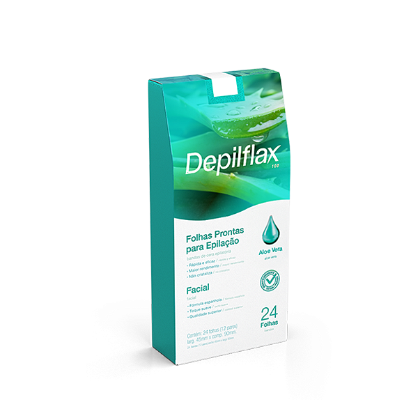 Folhas Prontas para Depilação Facial Depilflax 24 Folhas Aloe Vera