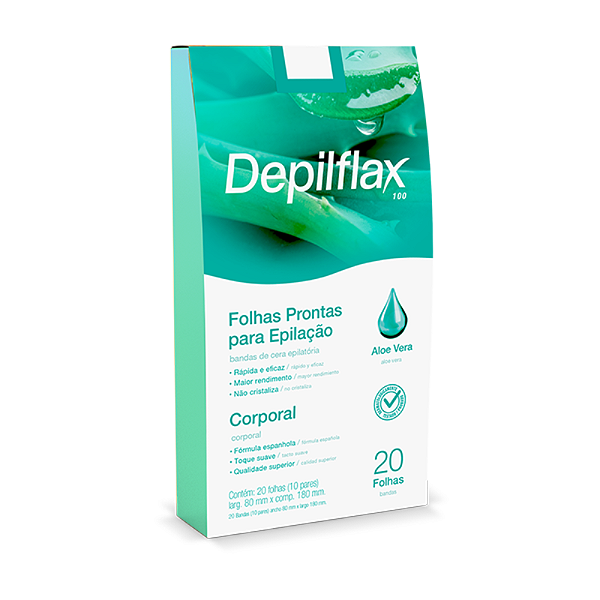 Folhas Prontas para Depilação Depilflax 20 Folhas Aloe Vera