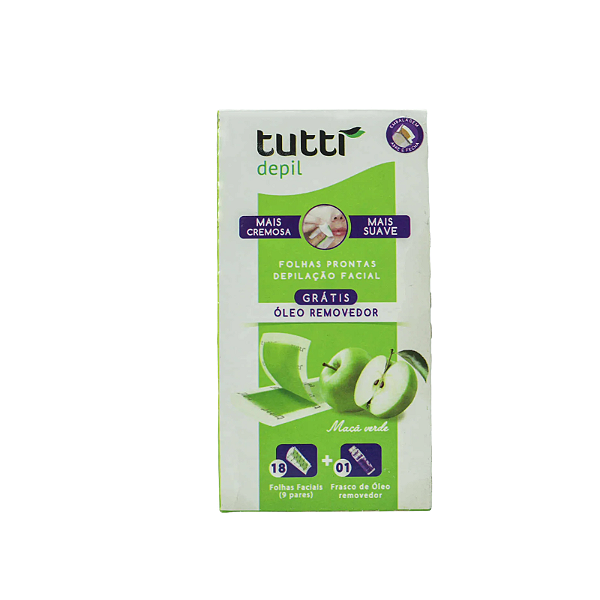 Folhas Prontas para Depilação Facial Tutti Depil Maçã verde