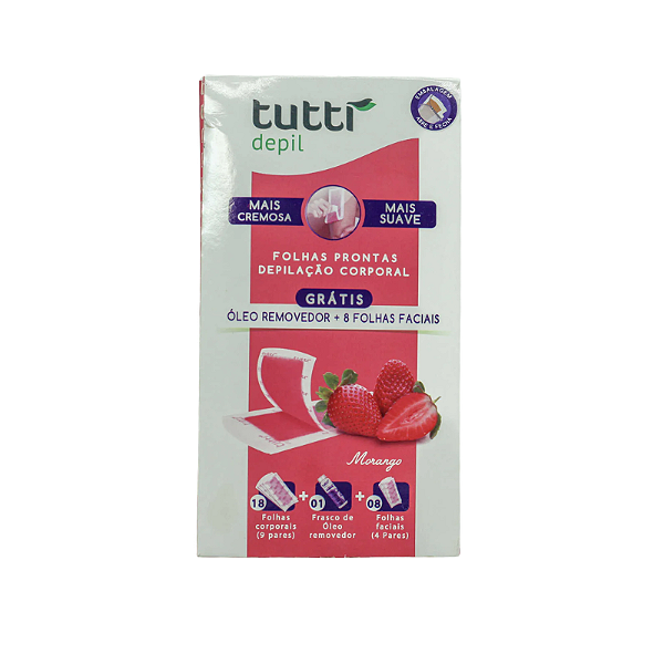 Folhas Prontas para Depilação Corporal Tutti Depil Morango