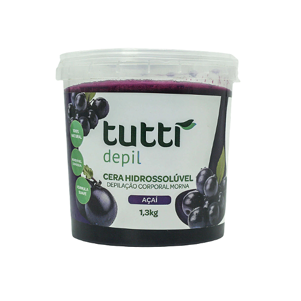 Cera Hidrossolúvel Morna Tutti Depil Açaí 1,3kg