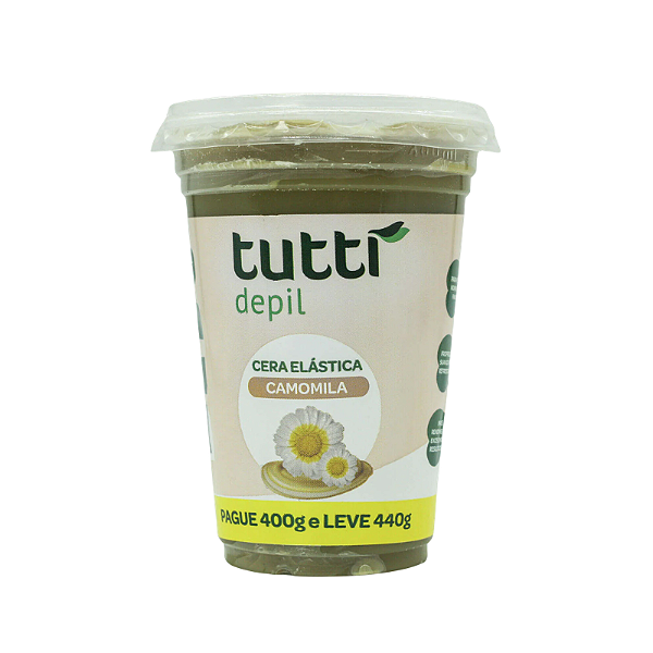 Cera depilatória Tutti Depil Copo Cera Elástica Camomila 400g
