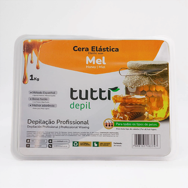Cera depilatória Tutti Depil Cera Elástica Mel 1kg