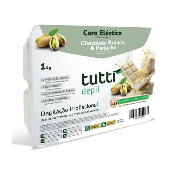 Cera depilatória Tutti Depil Cera Elástica Chocolate Branco & Pistache 1kg