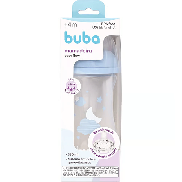 Mamadeira Easy Flow Nuvem Azul 330ml Buba +4m