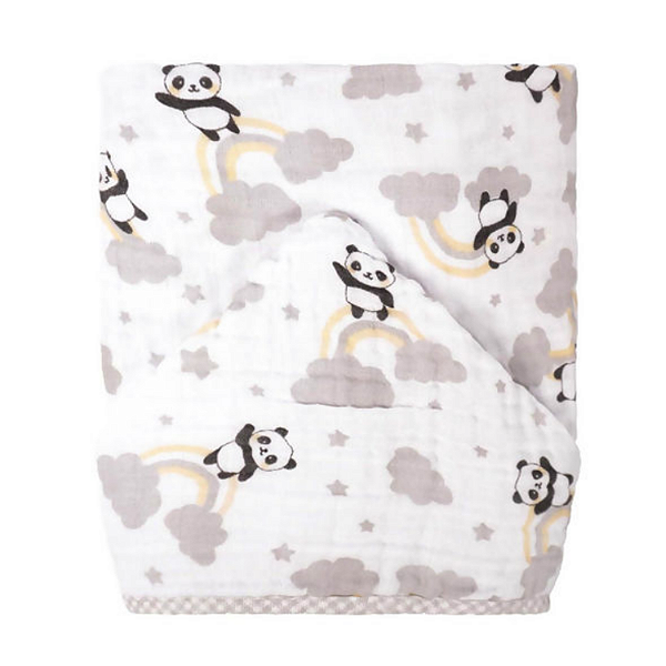 Toalha Soft com Capuz Bublim Baby Panda Cinza Incomfral Ref:76085-482