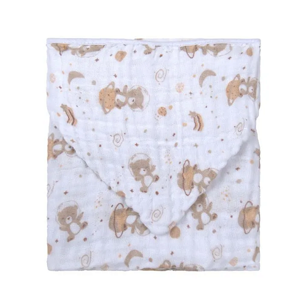 Toalha Soft com Capuz Bublim Baby Urso Espaço Bege Incomfral Ref:76085-487