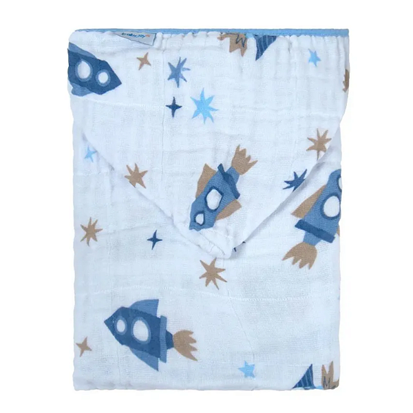Toalha Soft de Banho com Capuz Baby Joy Temas Foguetes Incomfral Ref:76021-1F4