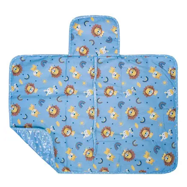 Trocador de Fraldas Portátil Com Forro PVC Bumblim Baby Leão Azul 47cm x 67cm Incomfral Ref:79021-467