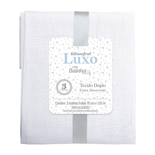 Fralda Luxo com Bainha Estampa Branco Incomfral Ref:77028-011