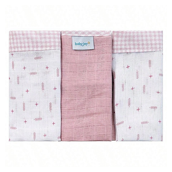 Fralda Baby Joy Estampada Lisa com Vira e Bainha Flechas Rosa 65cm x 67cm com 3 Unidades Incomfral Ref:32104-611