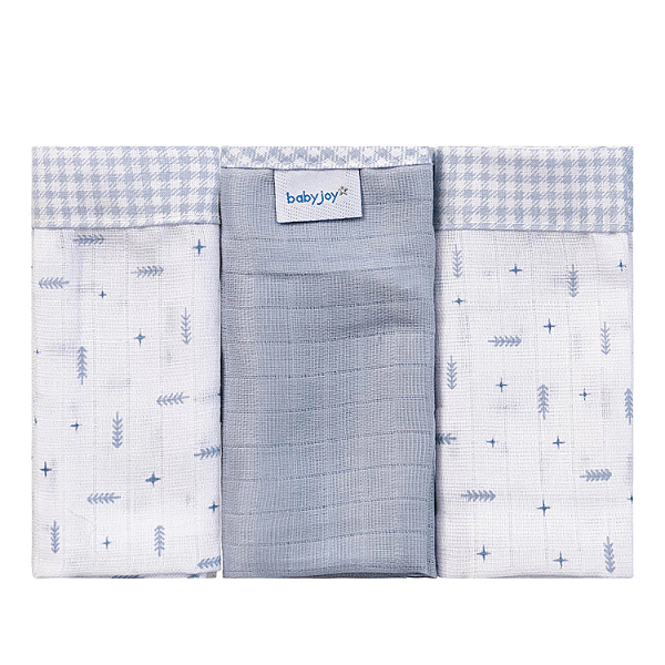 Fralda Baby Joy Estampada Lisa com Vira e Bainha Flechas Azul 65cm x 67cm com 3 Unidades Incomfral Ref:32104-612