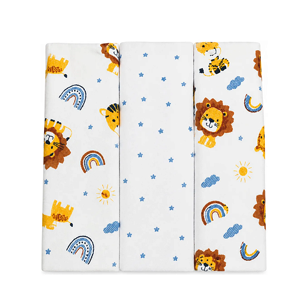 Cueiro Flanelado Bublim Baby Petit Leão Azul 100cm x 80cm 3 Unidades Incomfral Ref:28026-467
