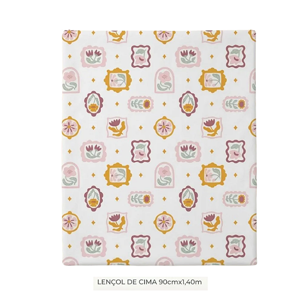 Jogo de Lençol Americano Bublim Baby Malha Floral com 3 Peças Incomfral Ref:34009-076