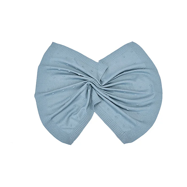 Manta Tricot Azul Bebê Loupiot Acrílico 85cm x 85cm  Minasrey Ref:5313 68-ABB