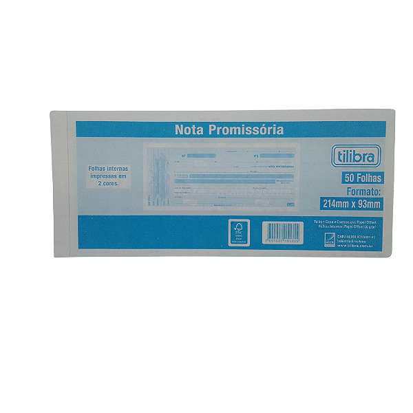 Nota Promissória Tilibra 50 folhas 214mm X 93mm