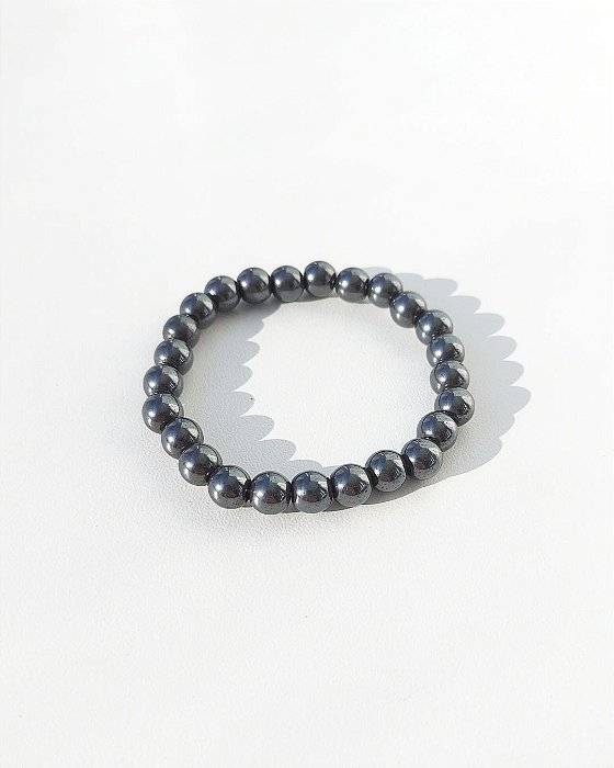 Pulseira de Hematita Esfera 6mm - Proteção Contra Negatividade