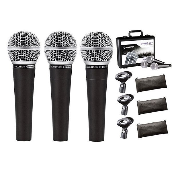 Pack com 3 Microfones S-580 Waldman S-580-3P