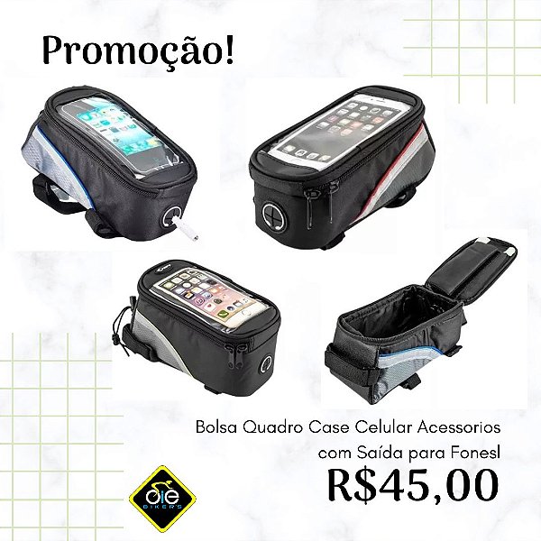Bolsa Quadro Case Celular Acessórios Bike, com Saída para Fone
