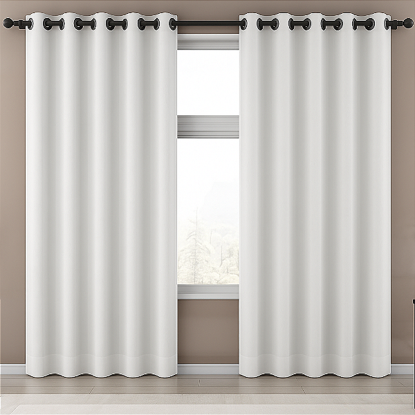 Cortina 2,00cmX1,80cm Blackout 70% em Tecido Branco Sala e Quarto