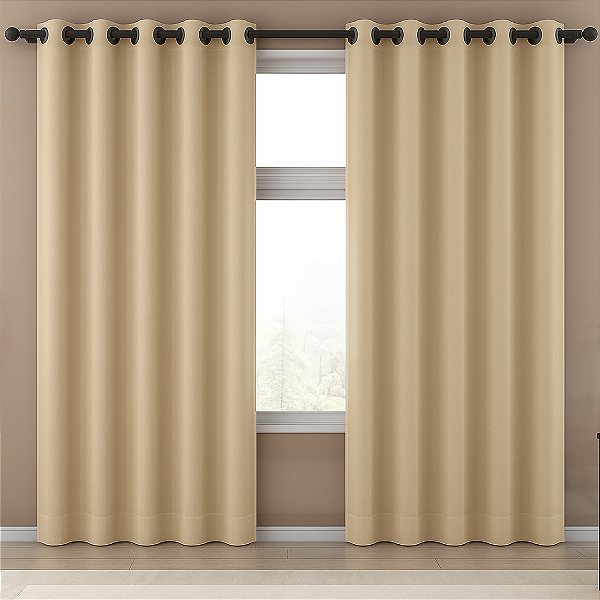 Cortina 2,00cmX1,80cm Blackout 70% em Tecido Areia Sala e Quarto