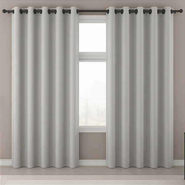 Cortina 2,00cmX1,80cm Blackout 70% em Tecido Prata Sala e Quarto