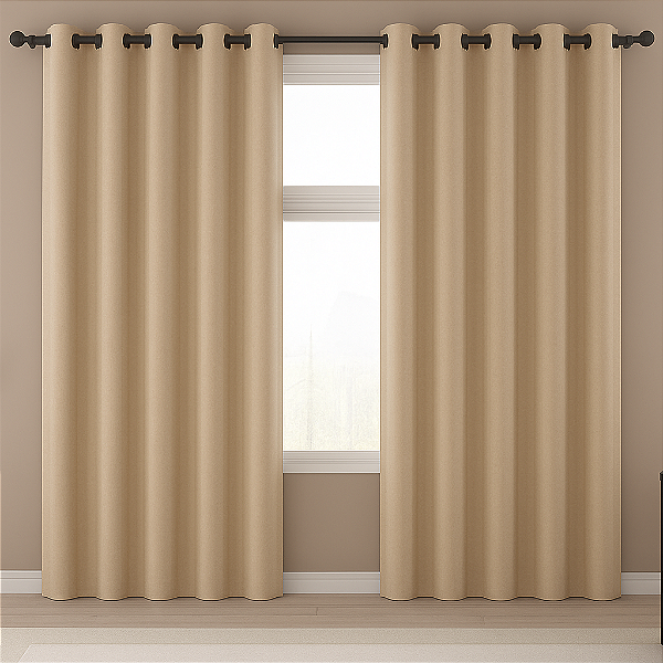 Cortina 2,00cmX1,80cm Blackout 70% em Tecido Palha Sala e Quarto