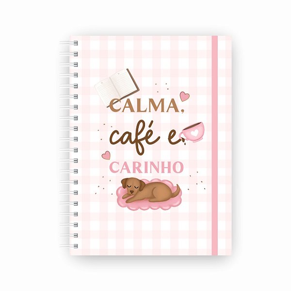 Caderno Colegial Reposicionável Calma Café e Carinho