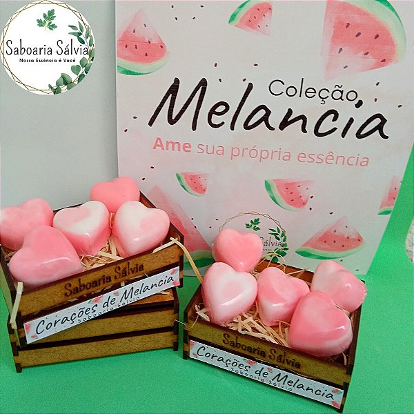 Caixote Corações Marmorizados de Melancia