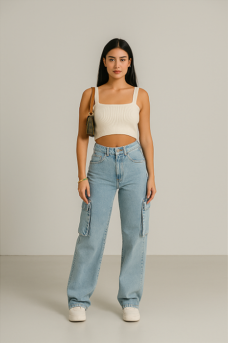 Calça Wide Leg - Cargo