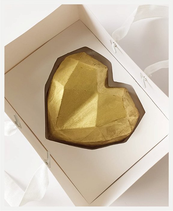 Caixa/sacola para coração lapidado METALIZADA - AMOR NÃO É PALAVRA - 10 unidades