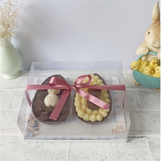 Caixa para 2 ovos de colher - Bunny - 10 unidades