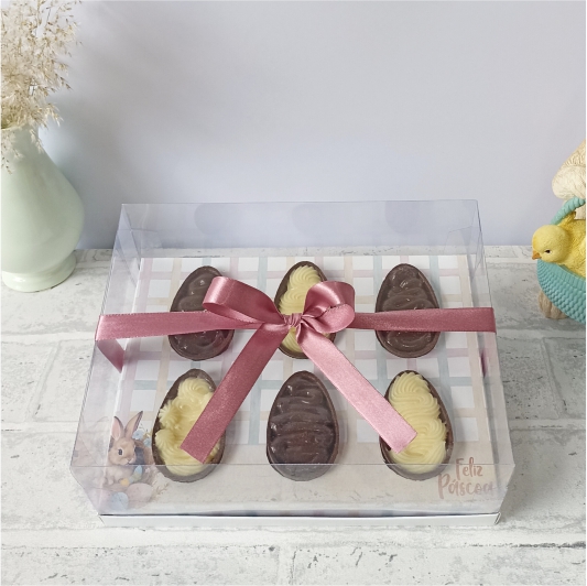 Caixa para 6 mini ovos - Bunny - 10 unidades