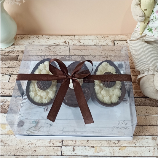 Caixa para 3 ovos de colher - Flower - 10 unidades