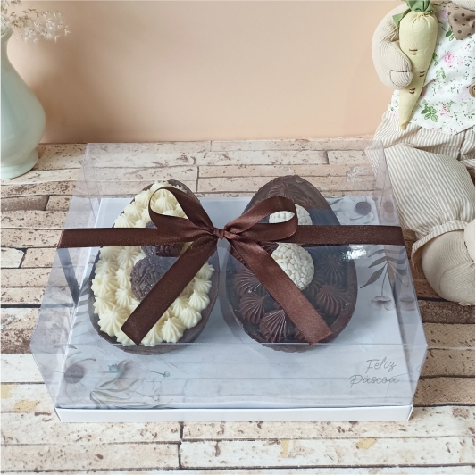 Caixa para 2 ovos de colher - Flower - 10 unidades