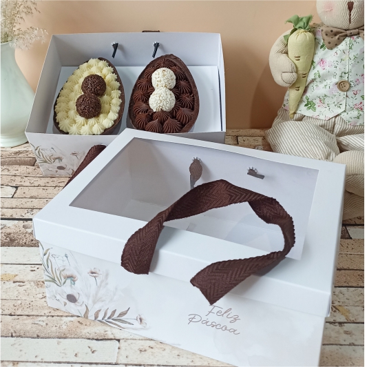 Caixa/sacola para 2 ovos de colher - Flower - 10 unidades