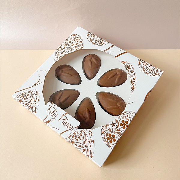 Caixa para 6 bombons coelho - COM BERÇO - SERENA - 10 unidades